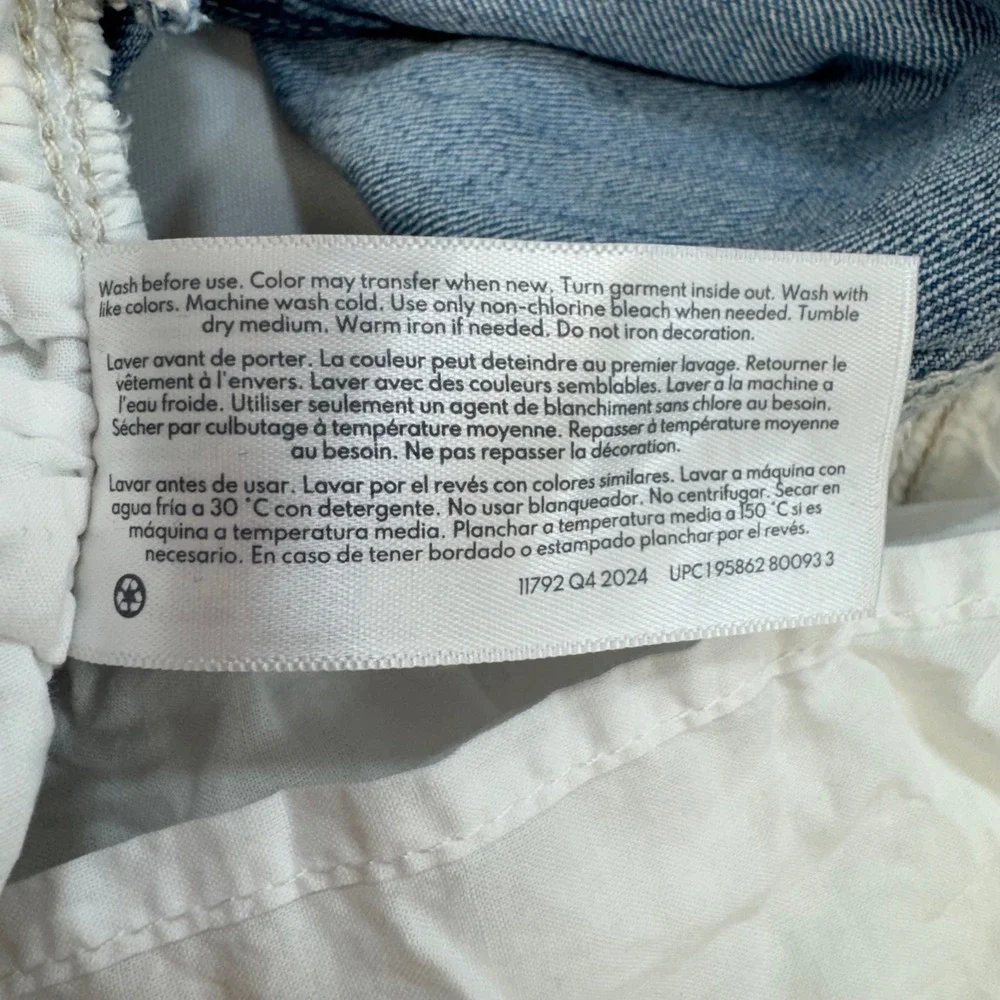 OshKosh‎ B'gosh Overall Dress Kids 24M Blue Denim White Eyelet Lace Preppy